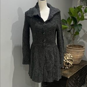 FREE PEOPLE Women's Gray Knit Cardigan Sweater Coat